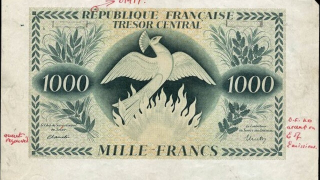 1000 francs Phénix type 1943 épreuve