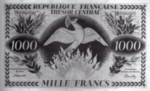 1000 francs Phénix type 1943 spécimen