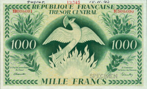 1000 francs Phénix type 1943 spécimen