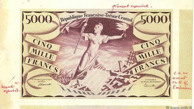 5000 francs Liberté type 1943 épreuve