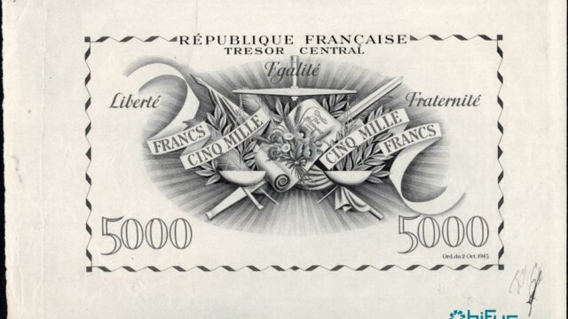 5000 francs Liberté type 1943 épreuve