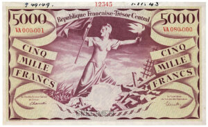 5000 francs Liberté type 1943 spécimen