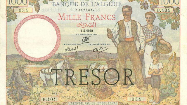 1000 francs Algérie type 1943