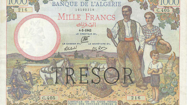 1000 francs Algérie type 1943