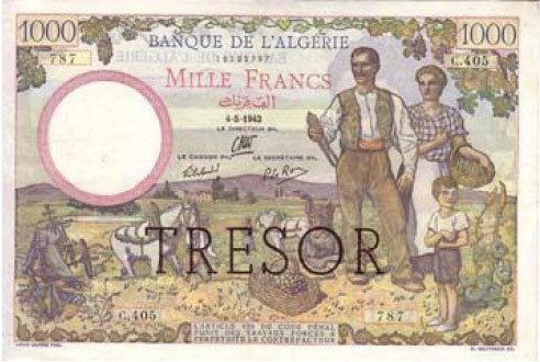 1000 francs Algérie type 1943