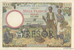 1000 francs Algérie type 1943