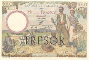 1000 francs Algérie type 1943