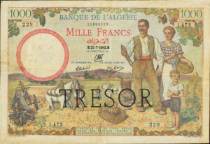 1000 francs Algérie type 1943