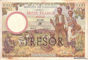 1000 francs Algérie type 1943