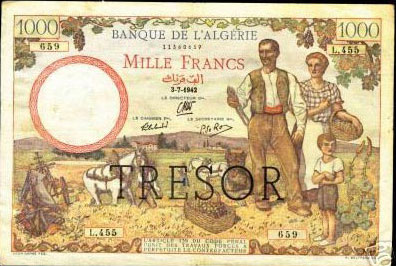 1000 francs Algérie type 1943