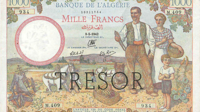 1000 francs Algérie type 1943