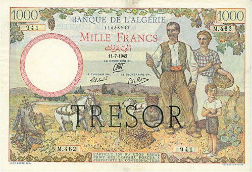 1000 francs Algérie type 1943