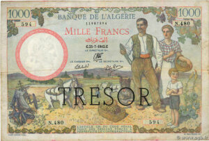 1000 francs Algérie type 1943