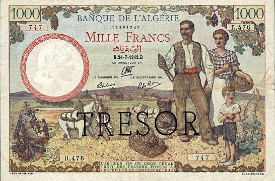 1000 francs Algérie type 1943