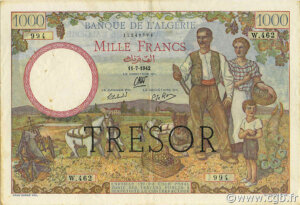 1000 francs Algérie type 1943