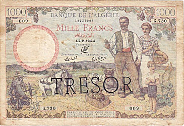 1000 francs Algérie type 1943