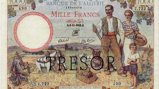 1000 francs Algérie type 1943