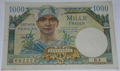 1000 francs Trésor Français type 1947