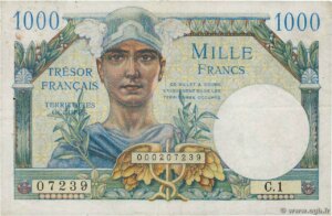 1000 francs Trésor Français type 1947