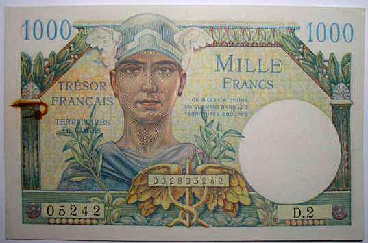 1000 francs Trésor Français type 1947