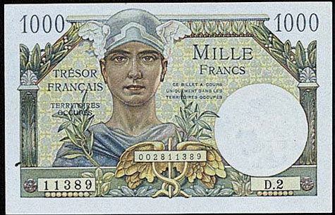 1000 francs Trésor Français type 1947