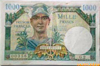 1000 francs Trésor Français type 1947