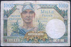 1000 francs Trésor Français type 1947