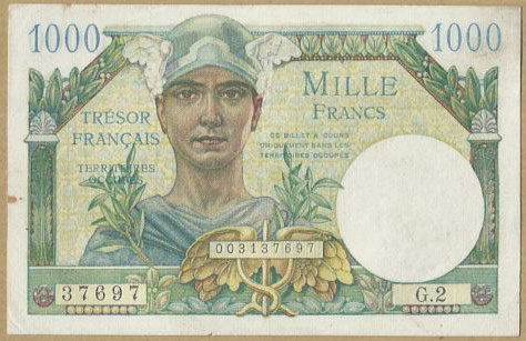 1000 francs Trésor Français type 1947