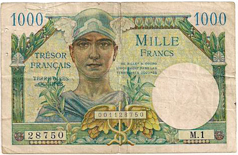 1000 francs Trésor Français type 1947