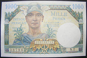 1000 francs Trésor Français type 1947