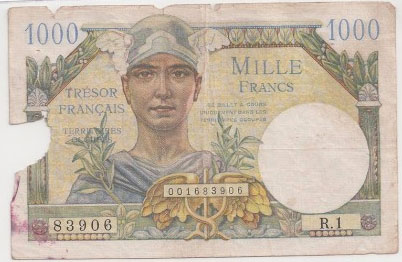 1000 francs Trésor Français type 1947