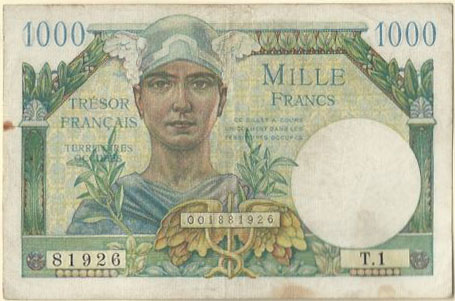 1000 francs Trésor Français type 1947