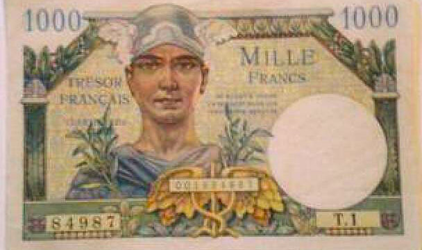 1000 francs Trésor Français type 1947