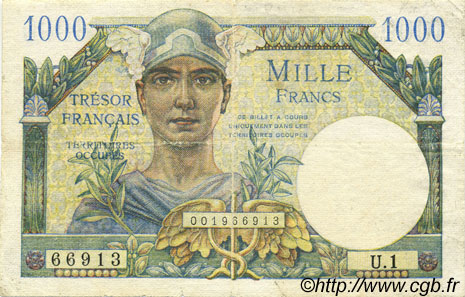 1000 francs Trésor Français type 1947