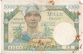 1000 francs Trésor Français type 1947