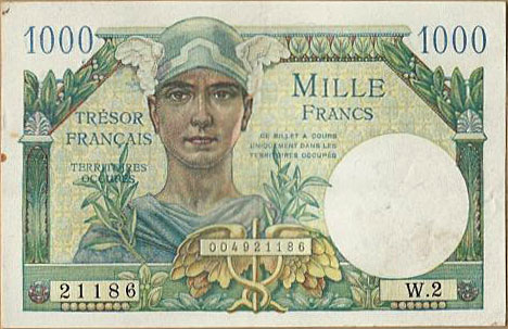 1000 francs Trésor Français type 1947