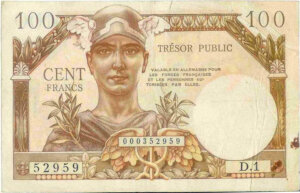 100 francs Trésor Public type 1955