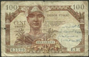 100 francs Trésor Public type 1955