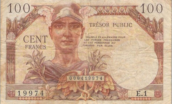 100 francs Trésor Public type 1955