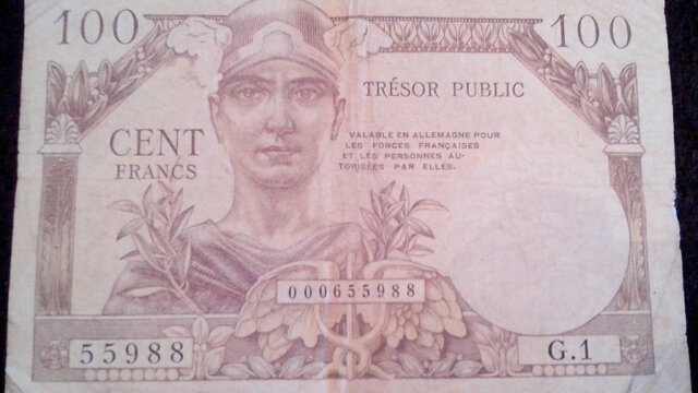 100 francs Trésor Public type 1955