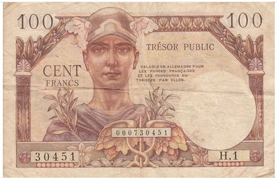 100 francs Trésor Public type 1955