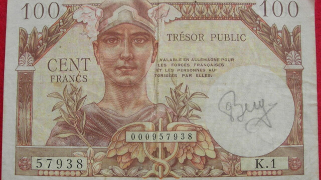 100 francs Trésor Public type 1955