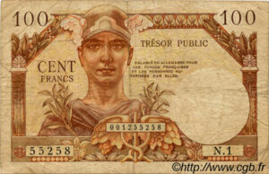 100 francs Trésor Public type 1955