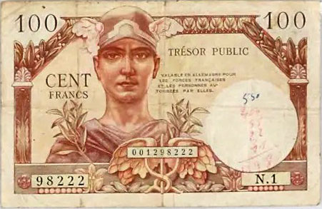 100 francs Trésor Public type 1955