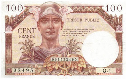 100 francs Trésor Public type 1955