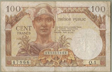 100 francs Trésor Public type 1955