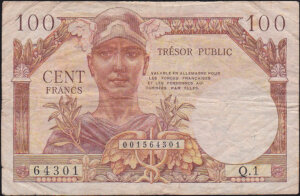 100 francs Trésor Public type 1955