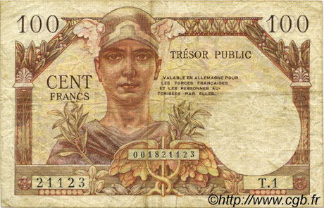 100 francs Trésor Public type 1955