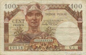 100 francs Trésor Public type 1955