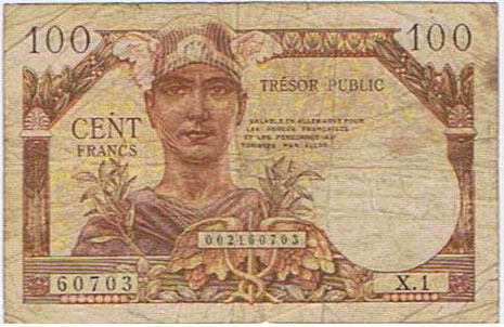 100 francs Trésor Public type 1955